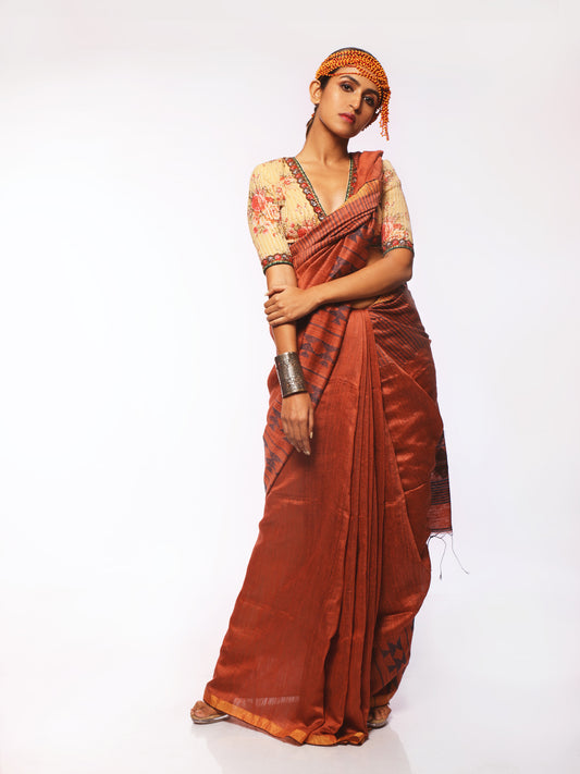 Jamdani Design Handwoven Matka Silk Saree